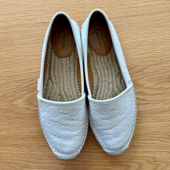 Gucci Ivory Leather Espadrilles Size 38 US Size 8 - Picture 5 of 8